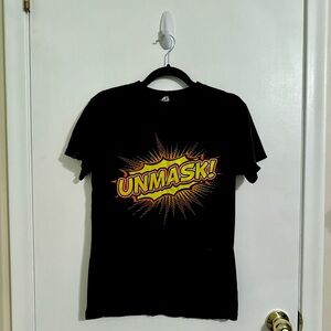 Unmask Superhero Theme Black Tshirt S